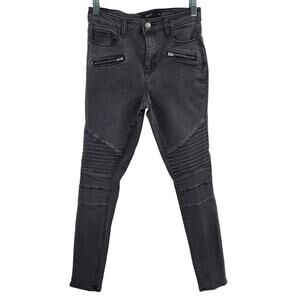 Cello Black Moto High-Rise Skinny Jeans Pockets Zip Button Fly Junior's Size 1